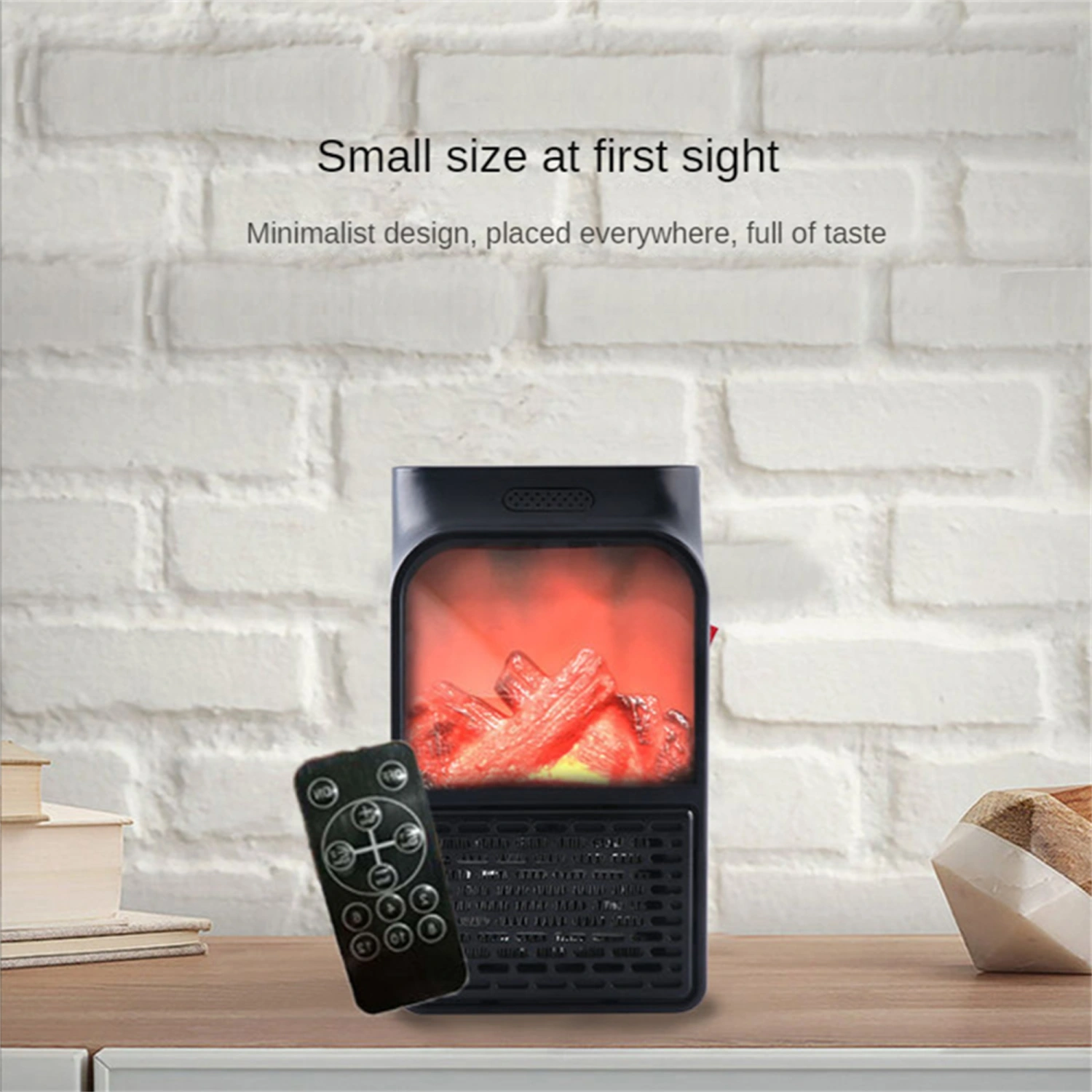 Small Portable Space Heater for Indoor Use with Realistic 3D Flame