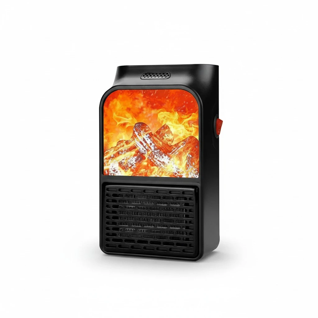 Small Portable Space Heater for Indoor Use with Realistic 3D Flame