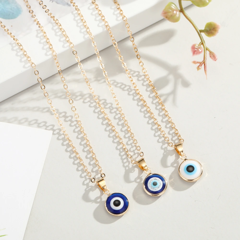 Fashion Colorful Evil Eye Necklace Turkish Lucky Eye Clavicle Chain Choker Necklace for Women Men Jewelry Gift