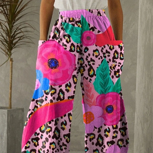 Loose Casual 3D Printing Stylish Irregular Wide Leg Pants