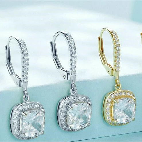 S925 Sterling Silver Earrings Bright Time Inlaid Zircon