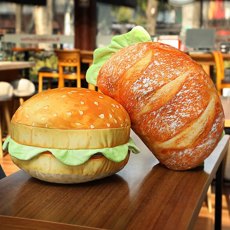 Creative Funny Hamburger Bread Pillow Cushion