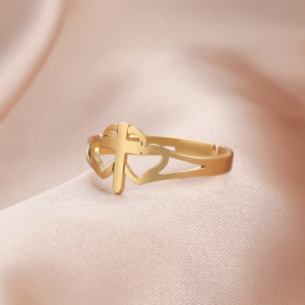 Double Love Cross Ring Opening Adjustable