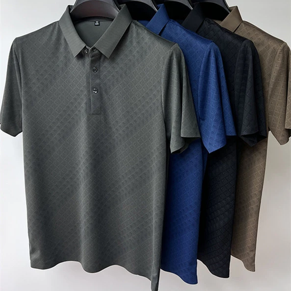 High-end Elegant Ice Silk Short Sleeve T-shirt Men