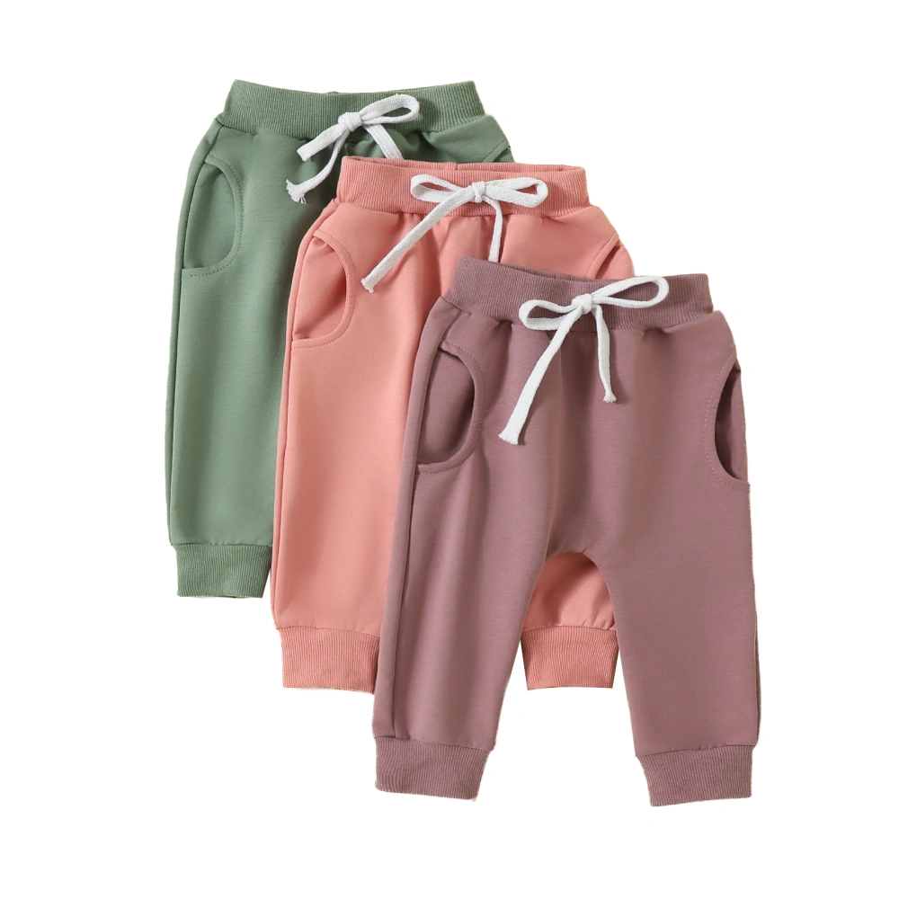 Baby Girls Pants Solid Color Elastic Waist Soft Toddler Trousers