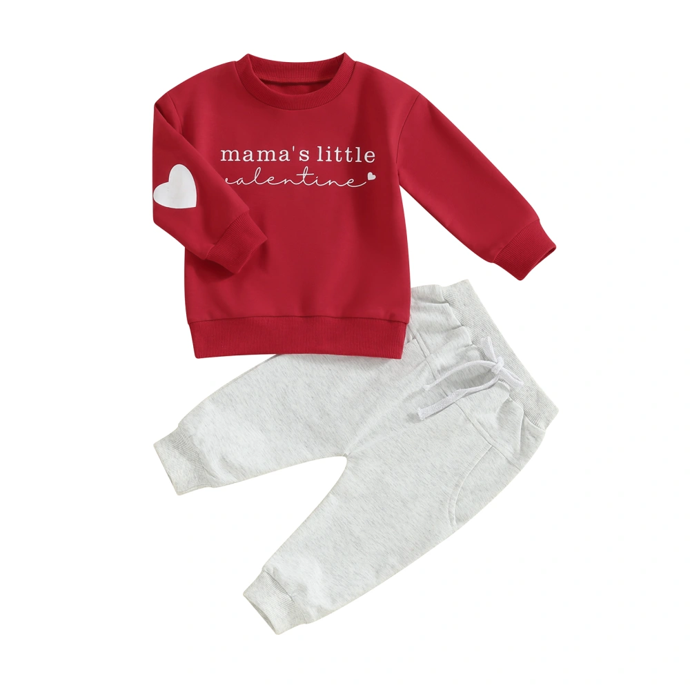 Baby Boy Valentine's Day Outfits Letter Print Sweatshirt and Pants