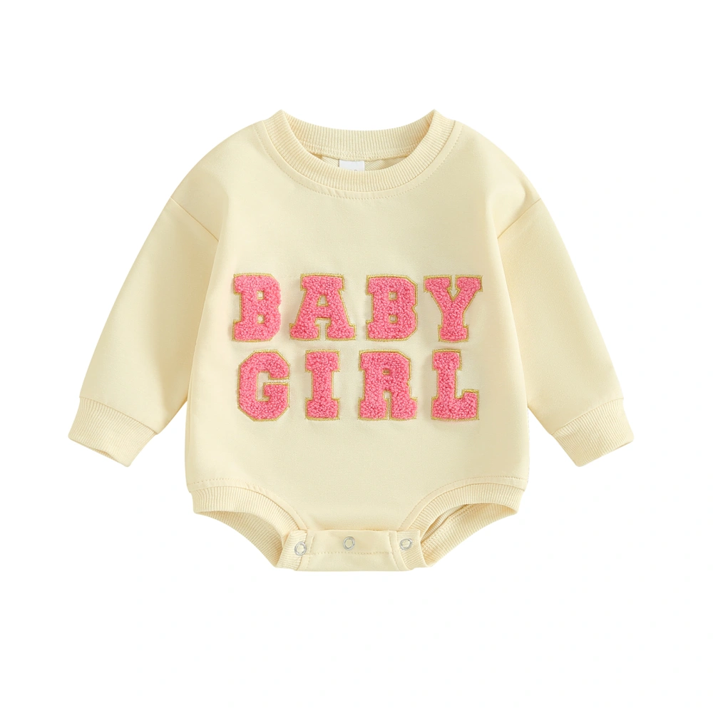 Baby Sweatshirt Romper Fuzzy Letter Embroidery Long Sleeve Bodysuit