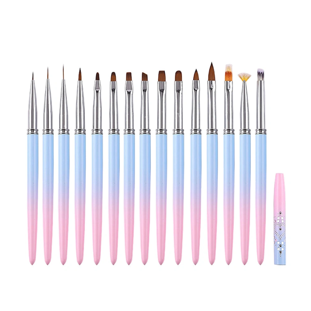 Nail Art Brush Set, Gradient Color Long Handle DIY Nail Art Tool