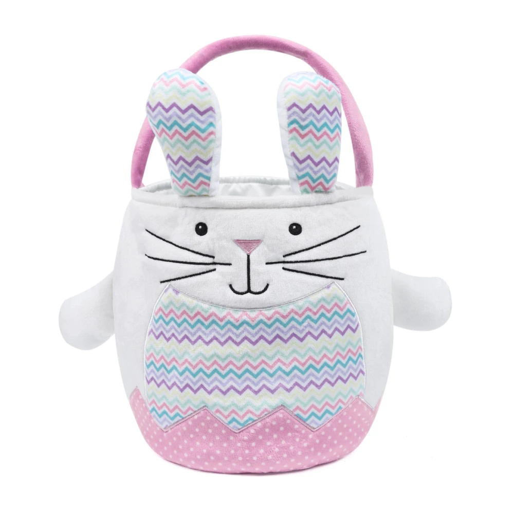 Easter Bunny Basket Cute Egg Embroidered Bunny Bucket with Handle