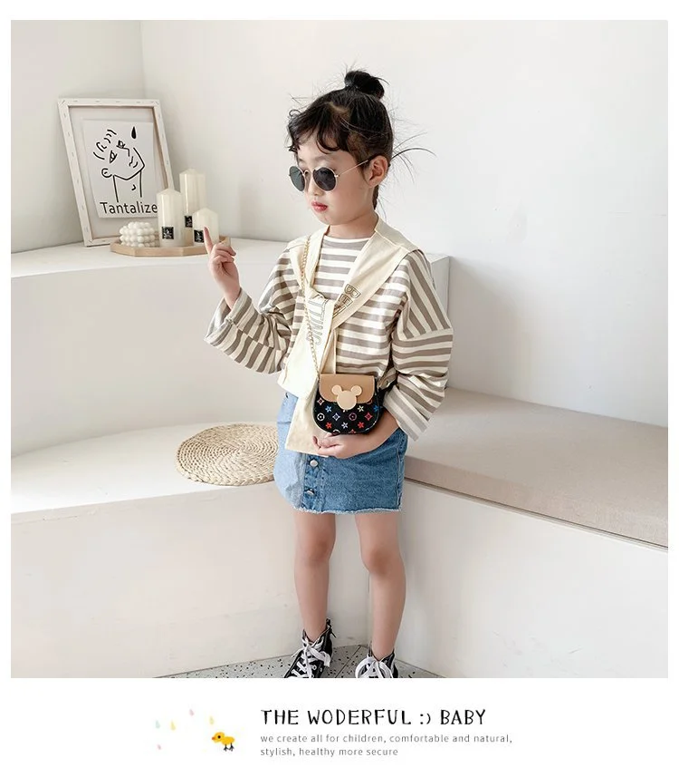 Toddler PU Crossbody Bag Metal Chain Cute Cartoon Shoulder Bag Handbag