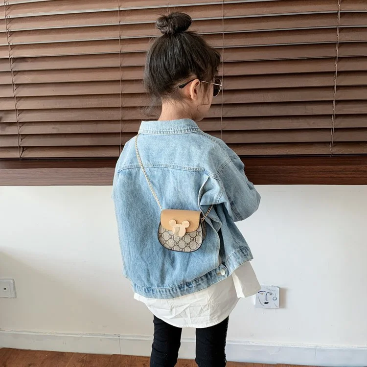 Toddler PU Crossbody Bag Metal Chain Cute Cartoon Shoulder Bag Handbag