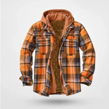 Men's Clothing European And American Autumn And Winter Thickened Cotton-padded Clothes Plaid Long Sleeve