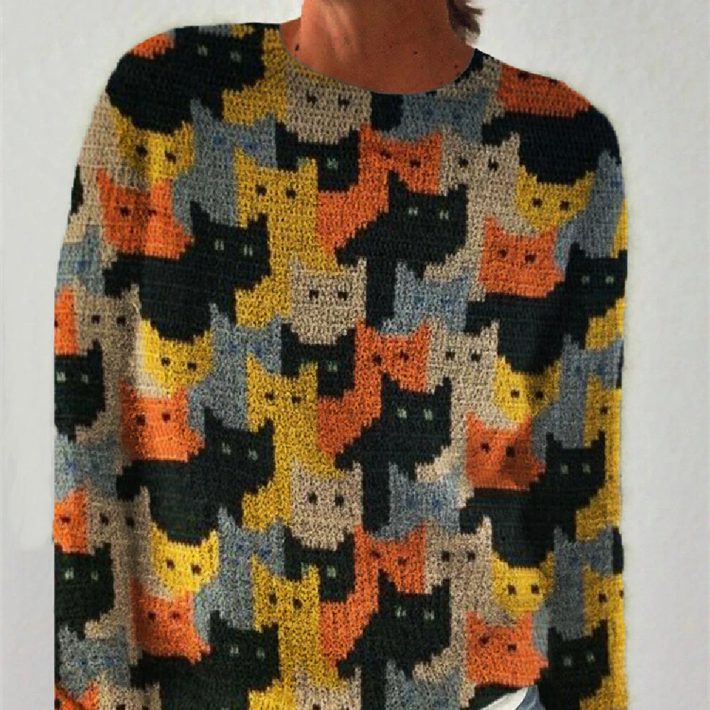 Women's Printed Crew Neck Sweatshirt
