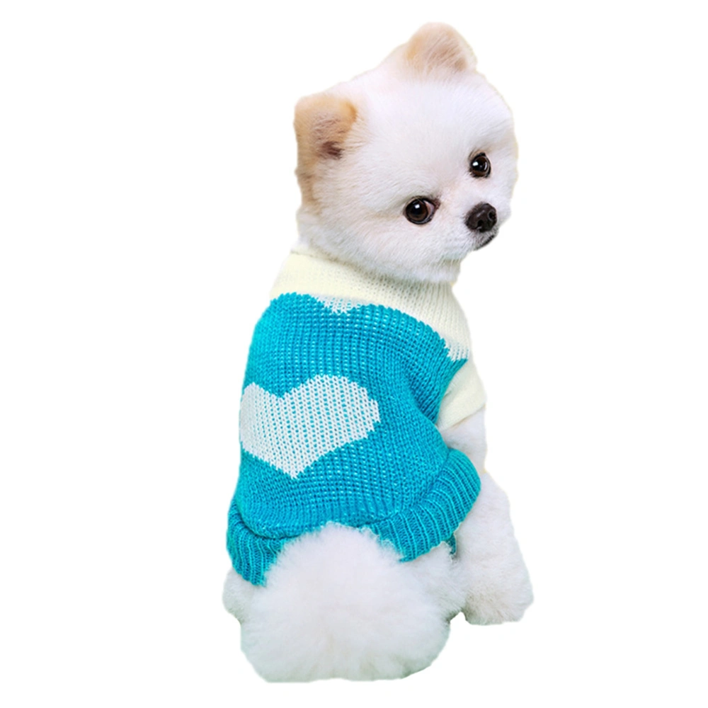 Heart Striped Knitted Dog Sweaters, Pet Cold Weather Puppy Clothes