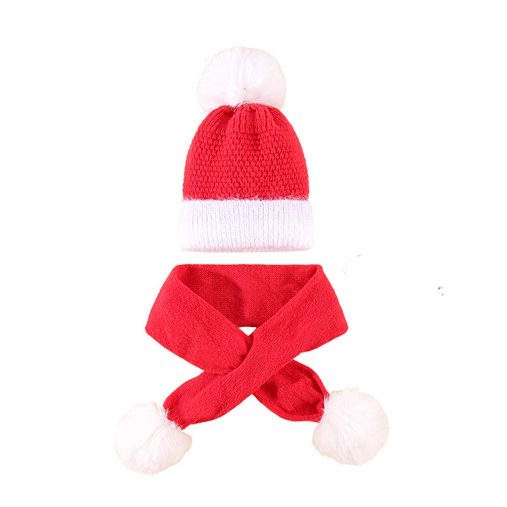 Kids Christmas Beanie Scarves Set Boys Girls Bobbles Santa Cap