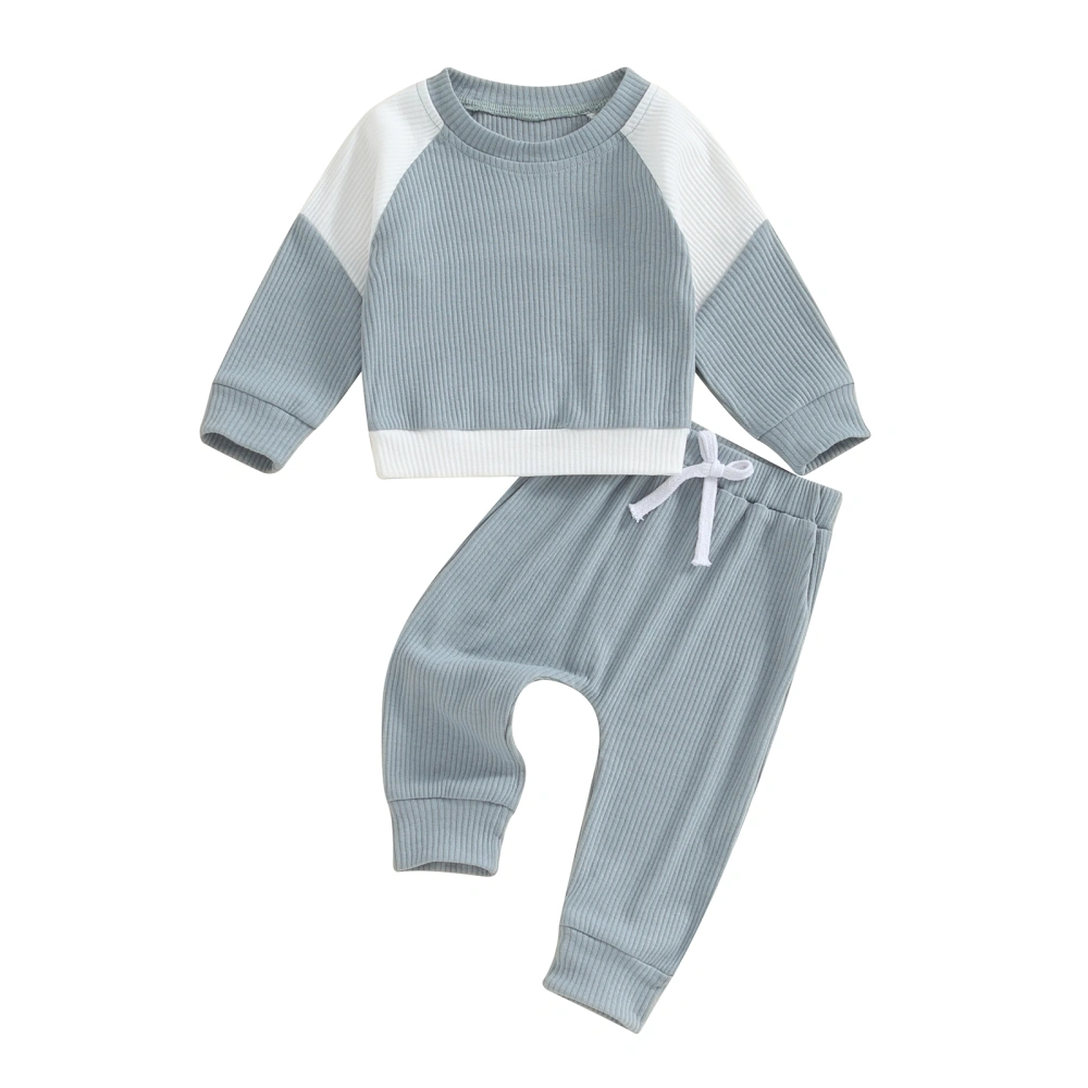 Baby 2Pcs Fall Outfits Long Sleeve Contrast Color Sweatshirt+Pants