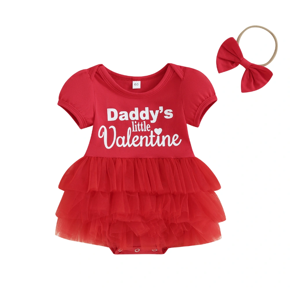 Baby Girl Valentine's Day Outfits Romper Tutu Dress with Headband