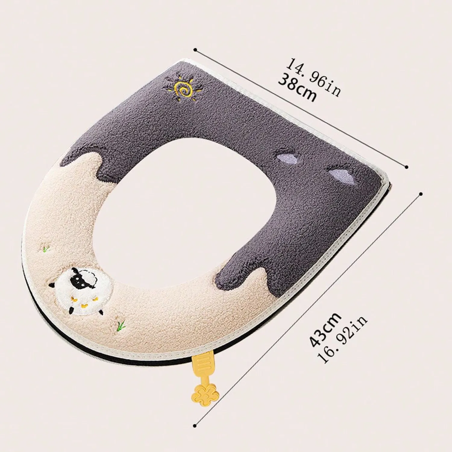 Thicken Fleece Toilet Seat Cover Lamb Pattern Warm Toilet Seat Mat