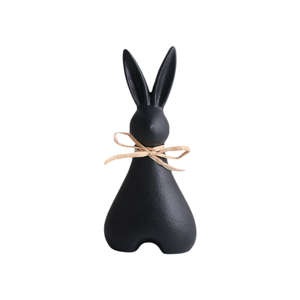 Cute Black White Rabbits Ceramic Rabbit Ornament for Indoor Decoration