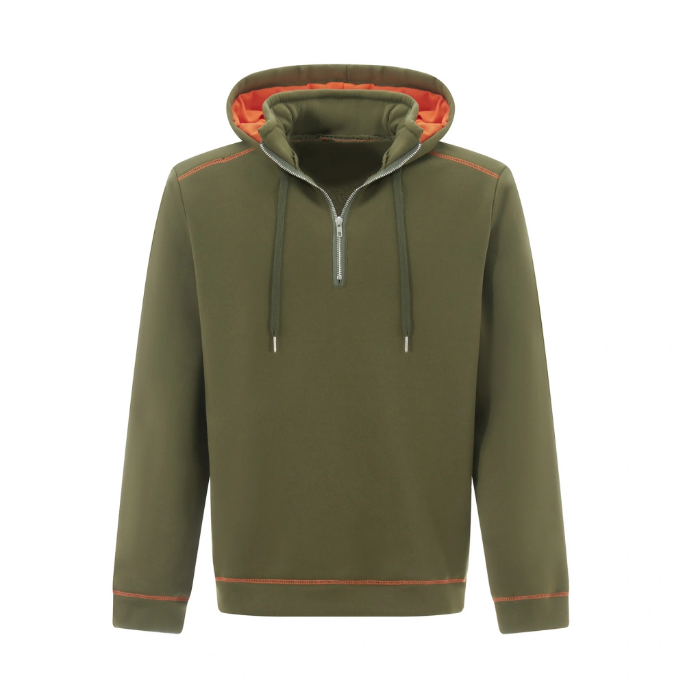 Men Hooded Sweatshirts Lightweight Contrast Color 1/3 Zipper Pullover 