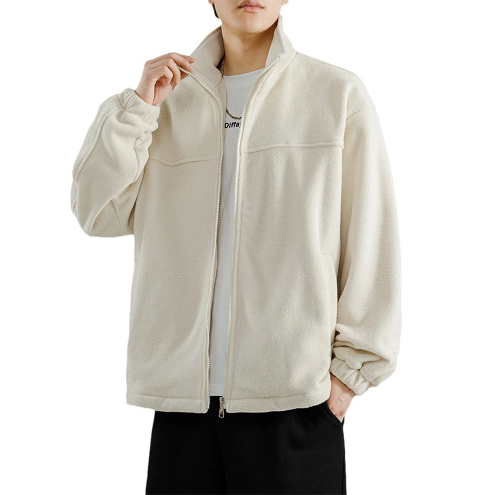 Men's Polar Fleece Sweatshirts Coat Solid Color Fall Loose Jacket