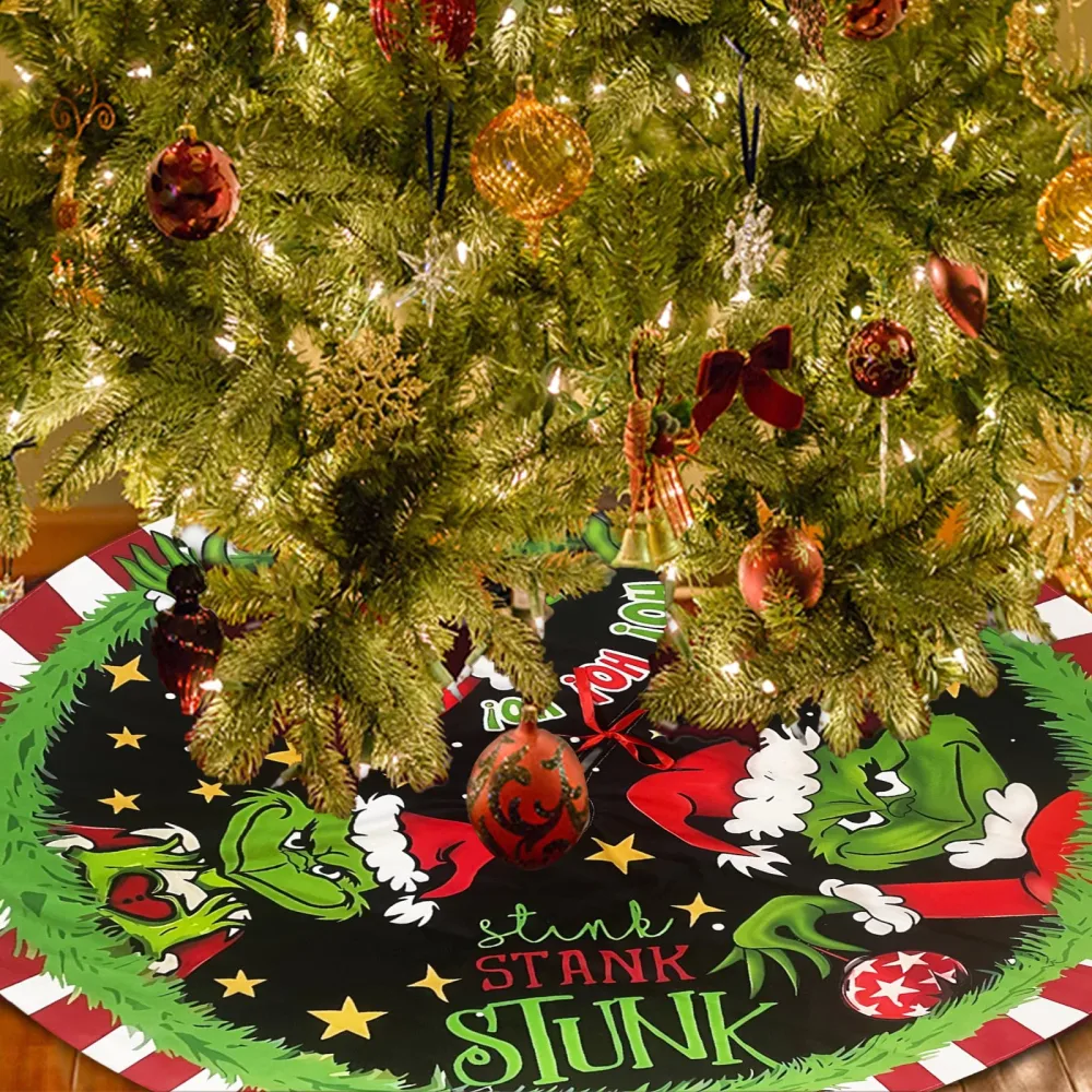 75cm Christmas Tree Skirt, Soft and Funny Trimmed Christmas Tree Collar Farmhouse Xmas Holiday Decoration