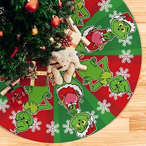 48 Inch Red And Green Grinch Tree Skirt Christmas Decorations For Home Clearance