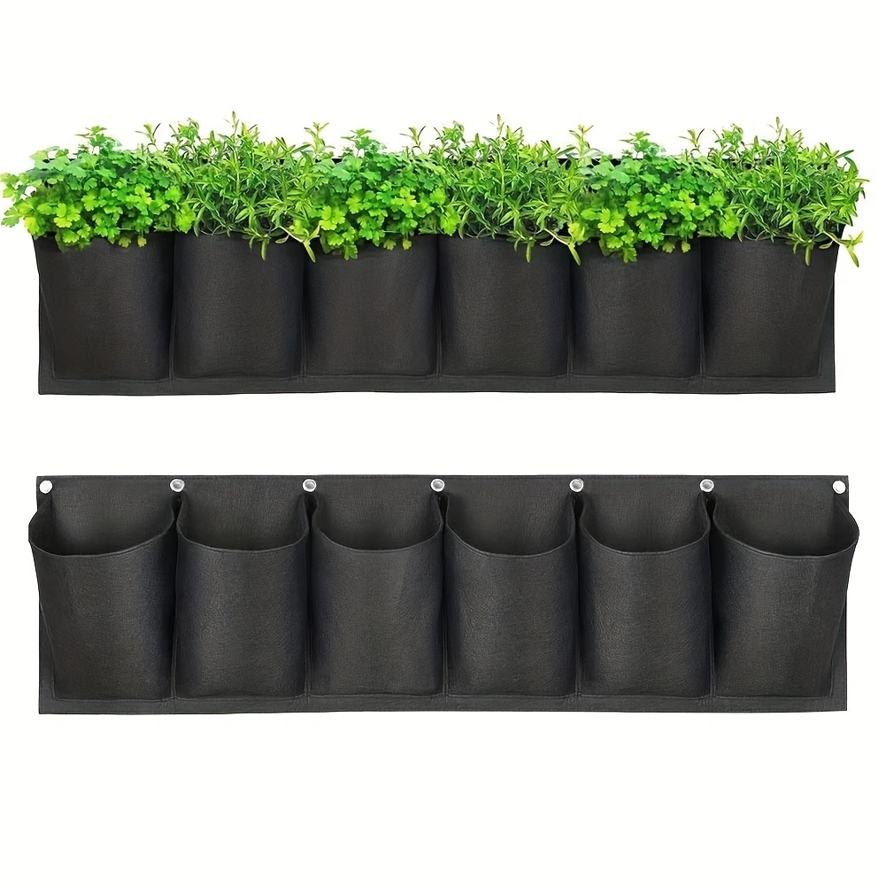 1pc Plant Hanging Bag With 6-Pockets Vertical Planter Hanging Plant Hanger For Garden Home Decoration Seed Flower Growing Pot, Pots, Planters & Container Accessories