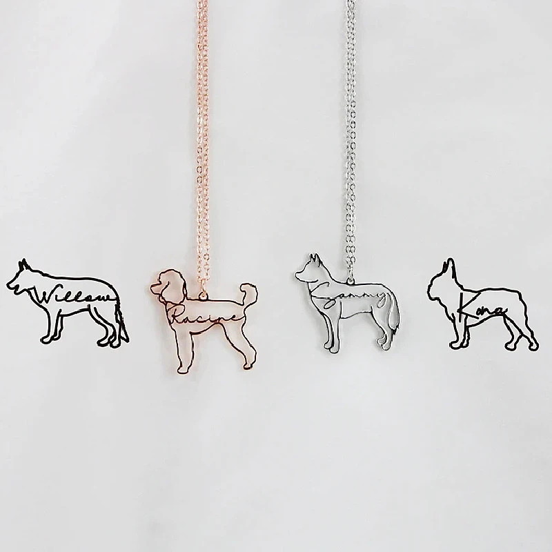 Personalized Pet Dog English Name Pendant Hollow Necklace