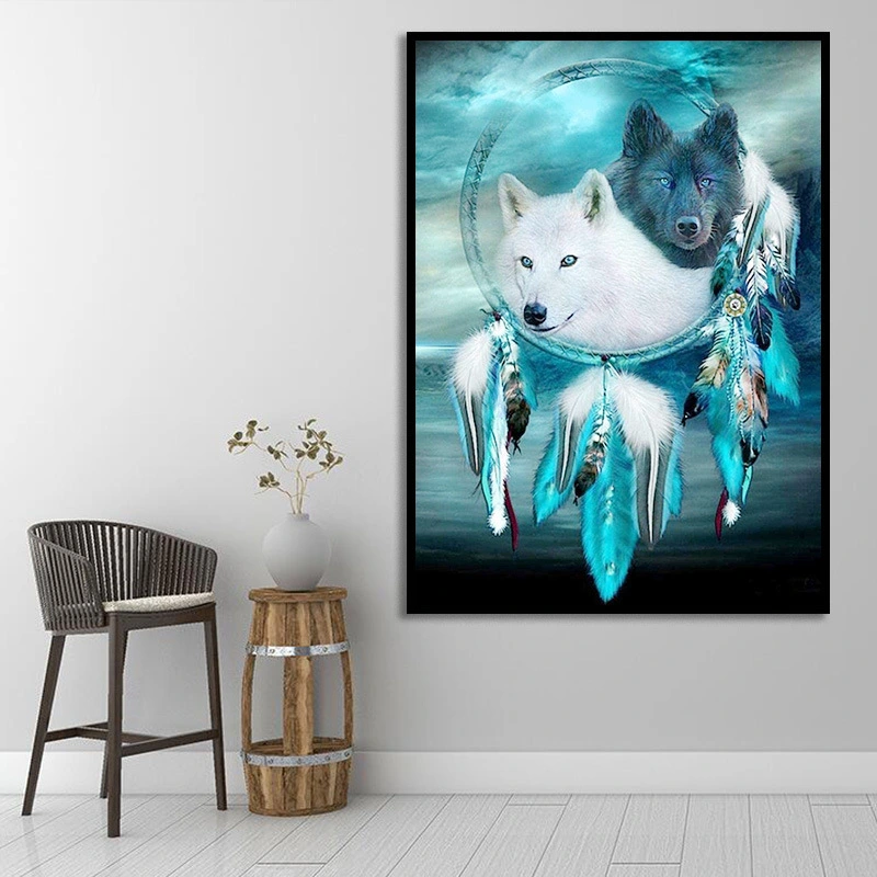 Couple Wolf Animal Landscape Diamond Painting