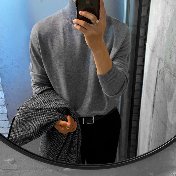 All-match Bottoming Shirt For Men Mock Neck Sweater