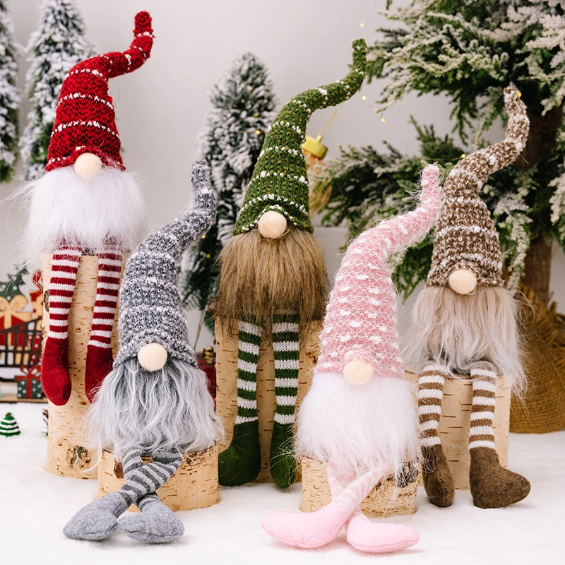 Striped Knitted Hat Rudolf Hanging Leg Doll Ornaments