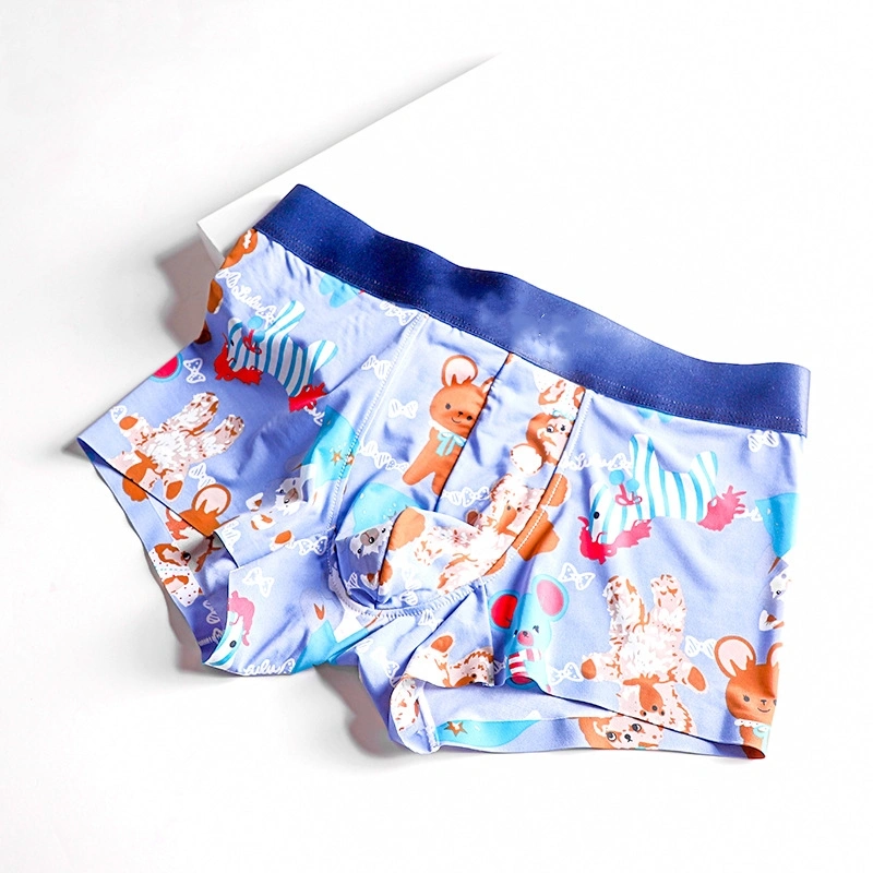 Summer Mid-waist Cartoon Printed Breathable Cute Panties Men's Boxer Briefs