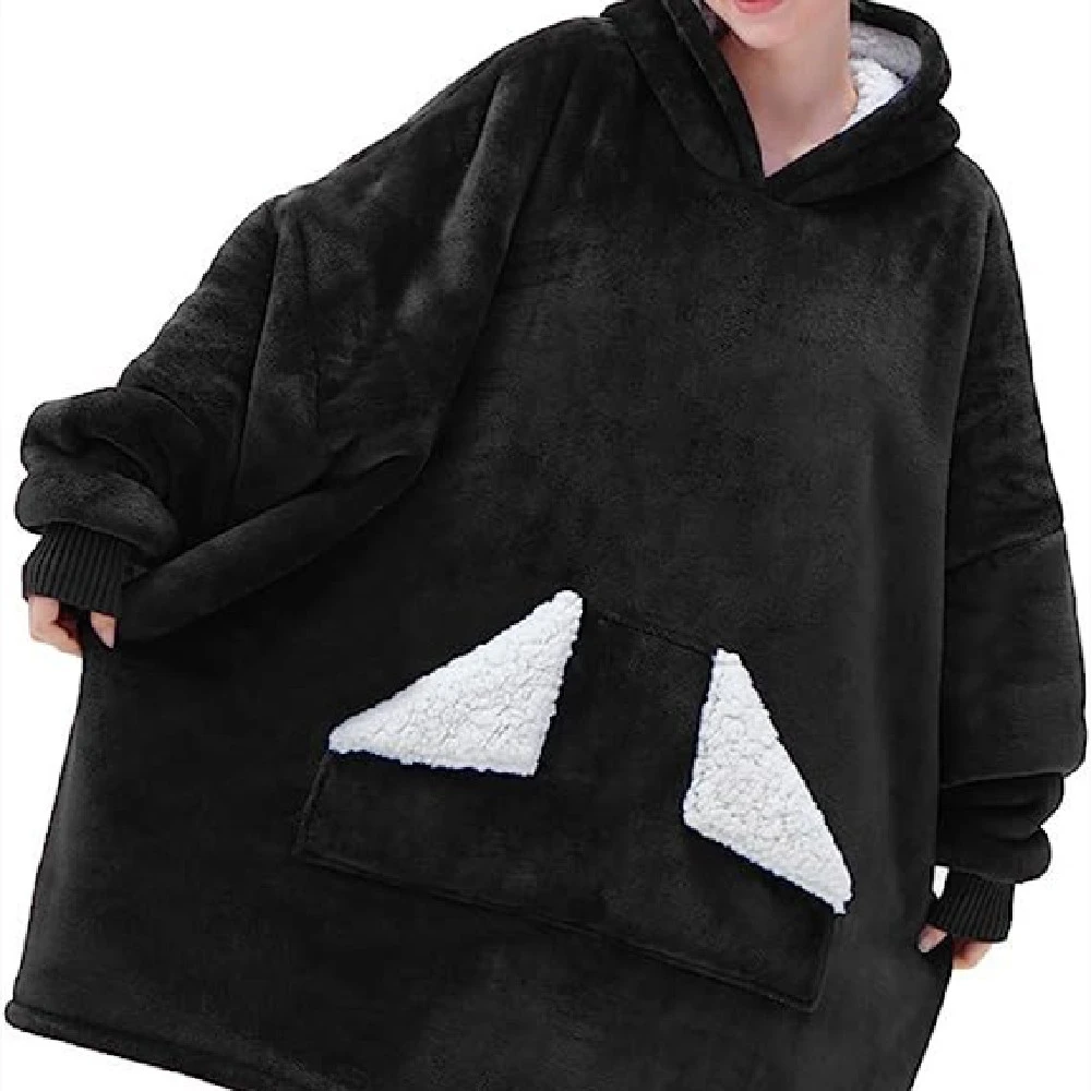 Men's And Women's Same Hooded Blanket With Hood And Sleeves, Oversized Hooded Nightgown Couple Homewear