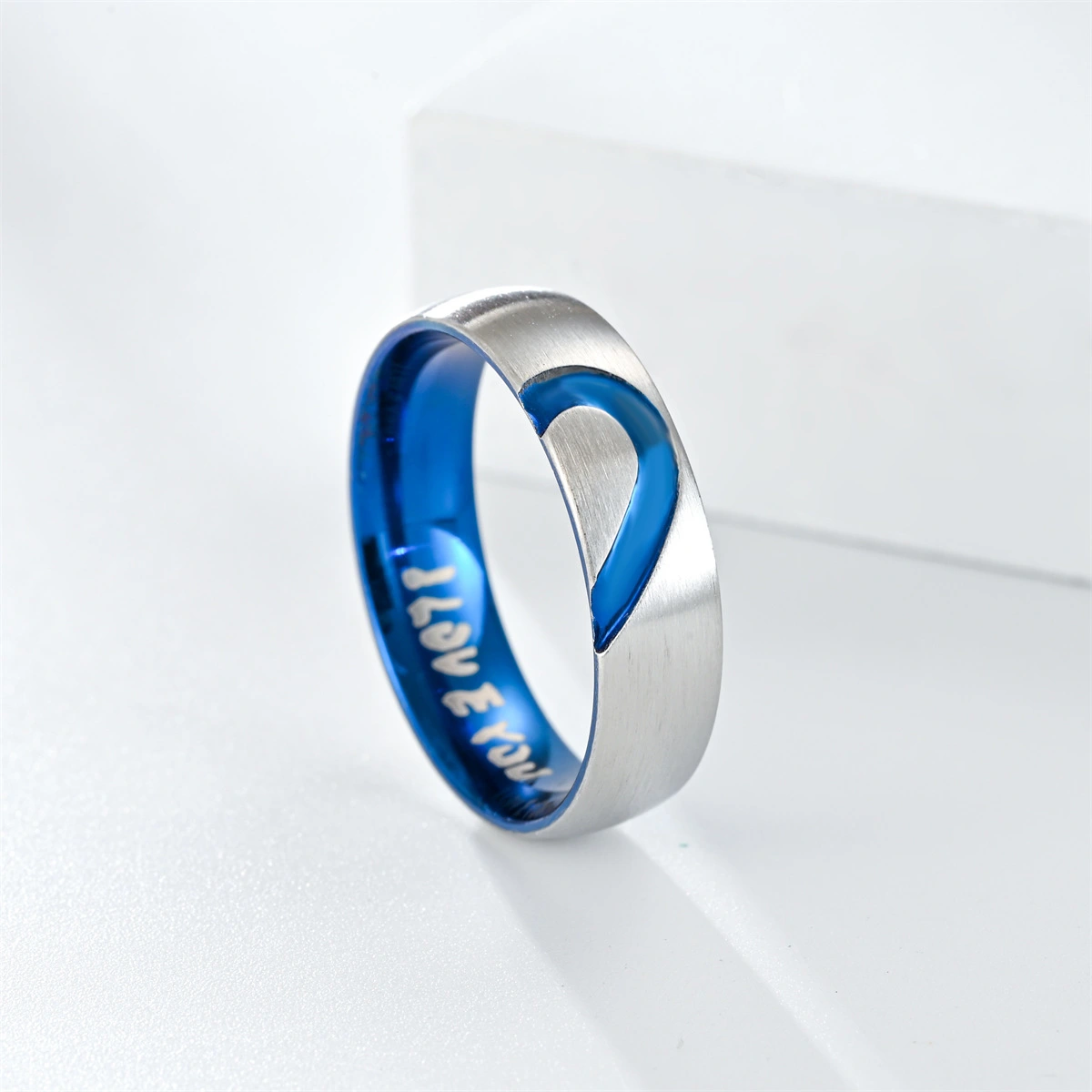 Heart Shape With Diamond Stainless Steel I LOVE YOU Couple Ring