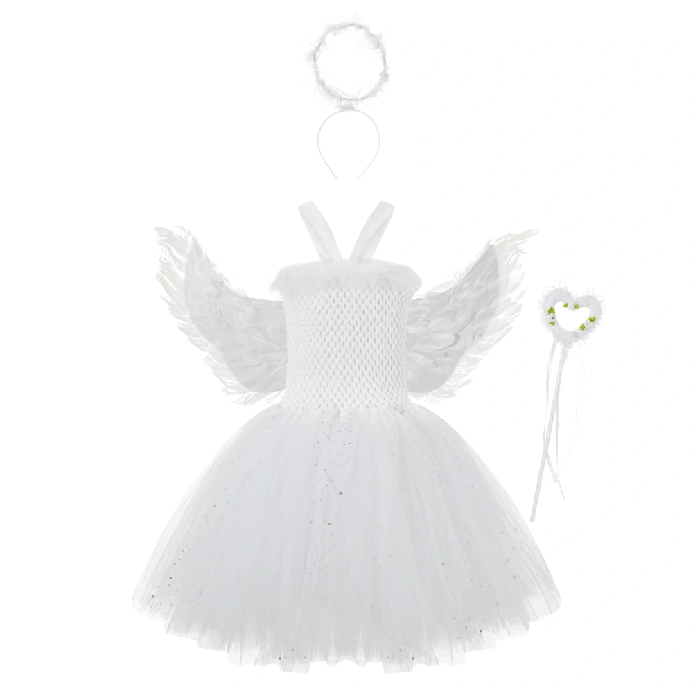 Fairy Angel Cosplay Costume for Girls, Dress, Wing, Wand, Headband