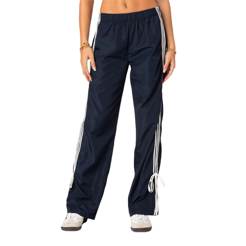 Women’s Loose Side Striped Bow Elastic Waist Long Sweatpants