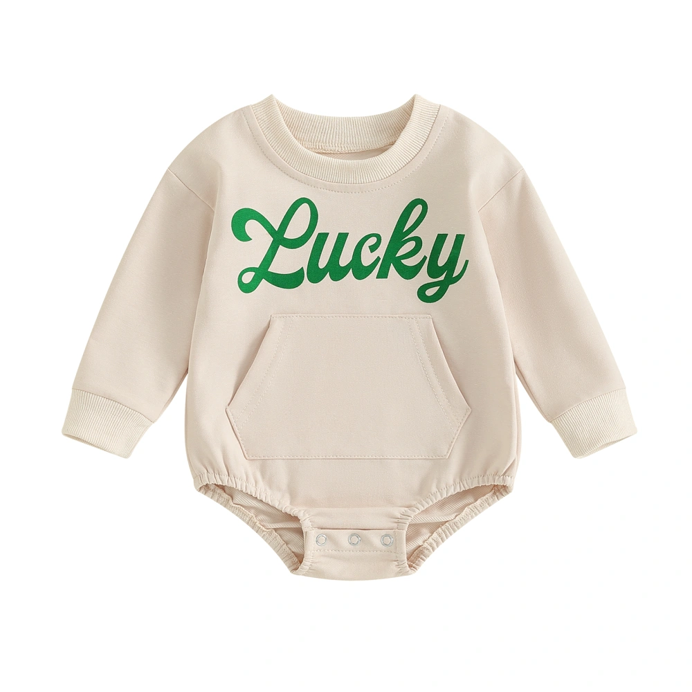 Toddler Baby Sweatshirt Romper Irish Letter Print Long Sleeve Jumpsuit