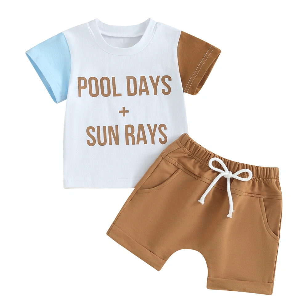 Toddler Boys Summer Outfits Letter Print T-Shirts Tops and Shorts