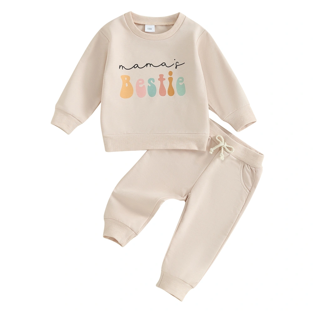 Toddler Girl Long Sleeve Letter Print Sweatshirt Solid Color Pants Set