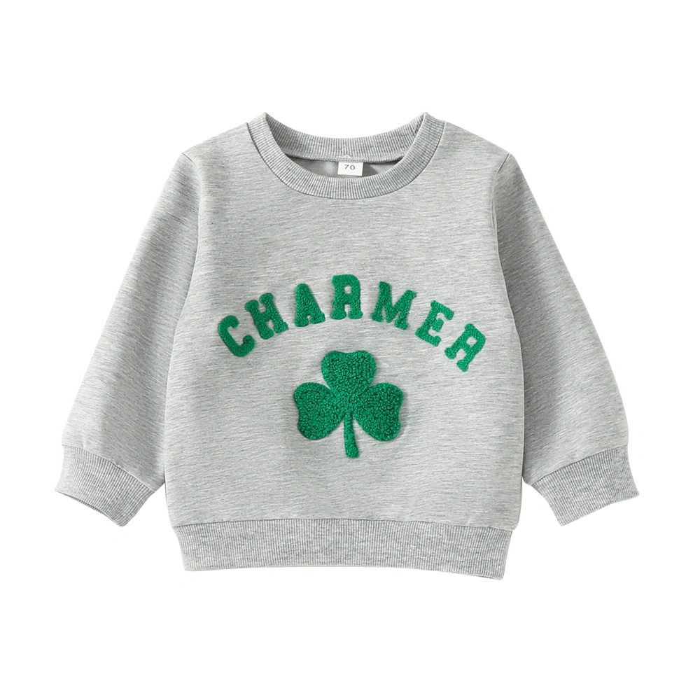 Baby Boys Girls Sweatshirts Shamrock Embroidery Long Sleeve  Pullovers