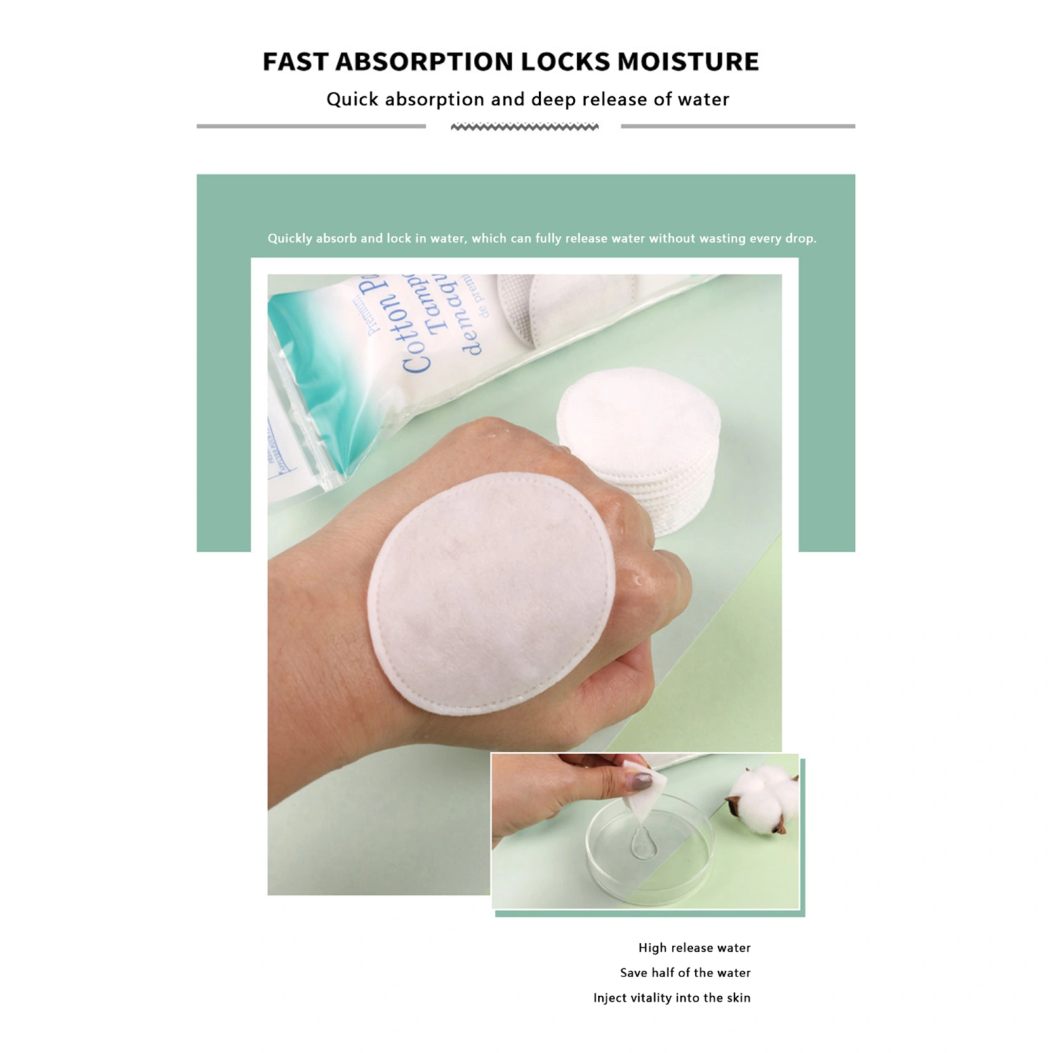 Round Cotton Pads 3 Layer Facial Cleansing Cotton Pads Makeup Remover 