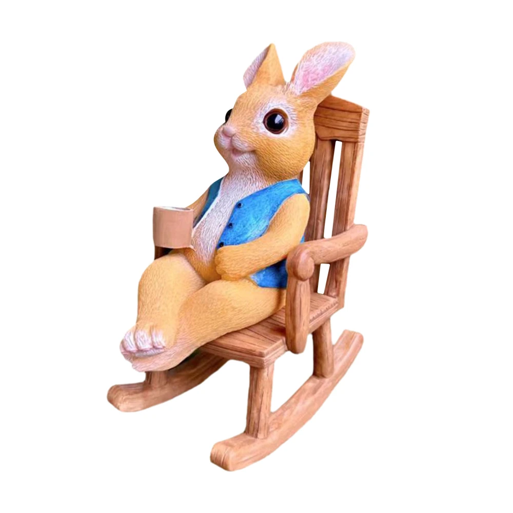 Easter Bunny Ornament, Funny Rocking Chair Resin Garden Statue