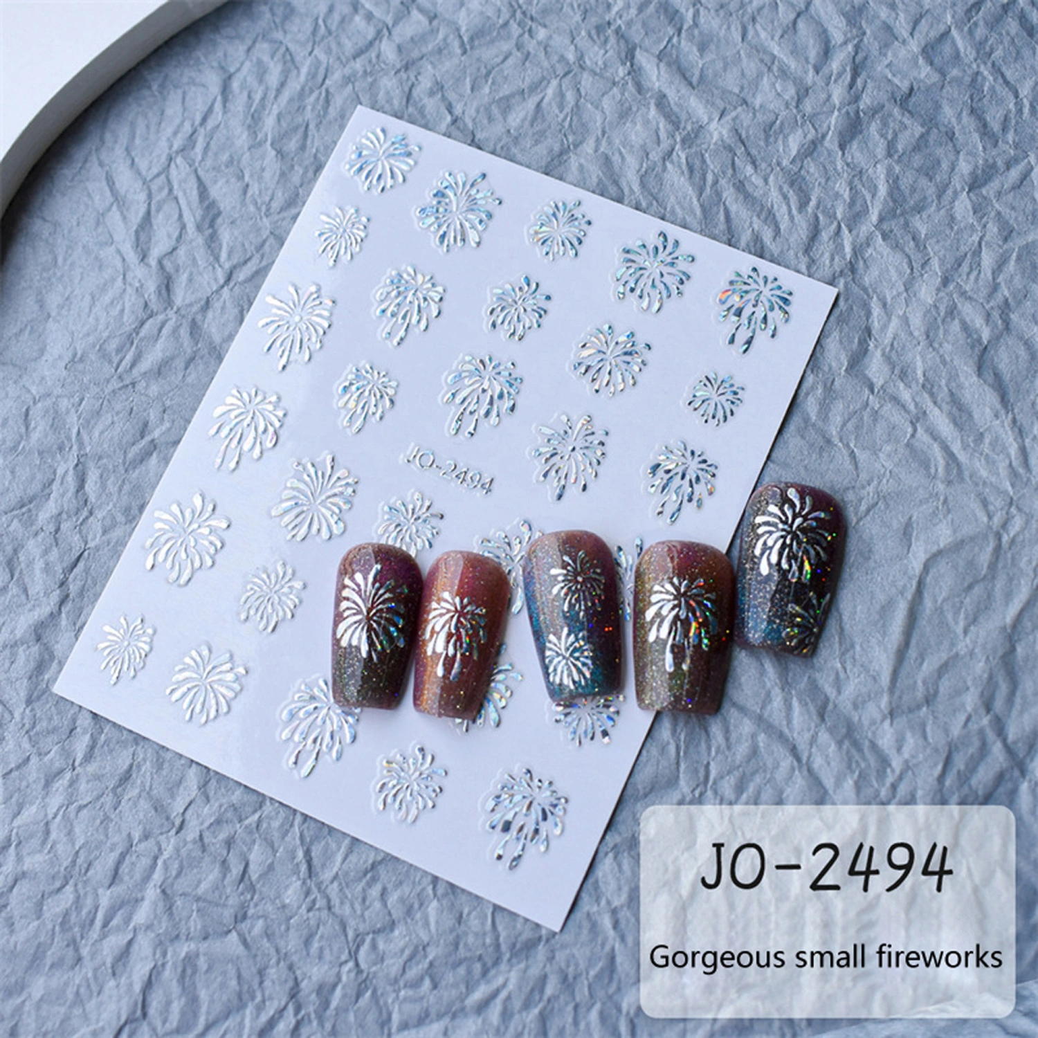 Fireworks Nail Stickers Self-Adhesive Gel Nail Decals for Salon Home 