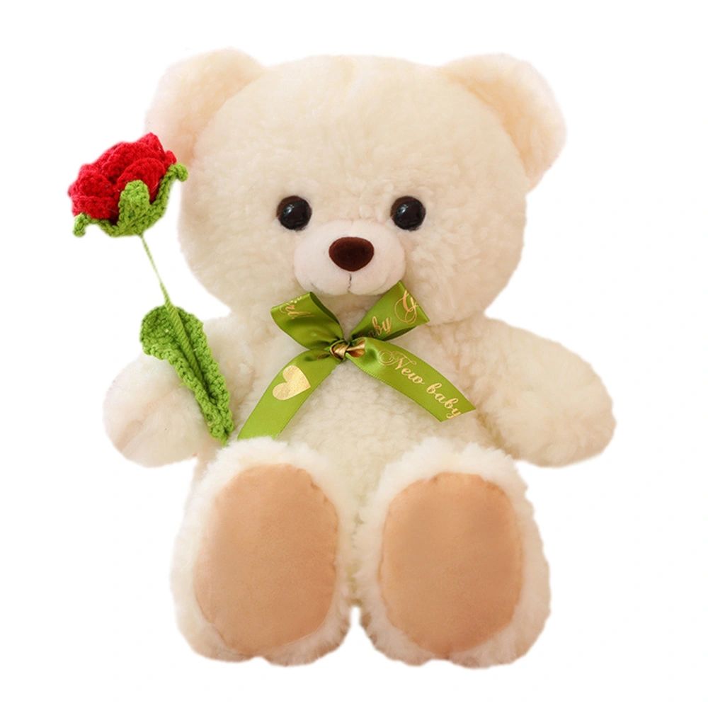 Bear Stuffed Animal Cute Bear with Rose Plush Toy Valentine’s Day Gift