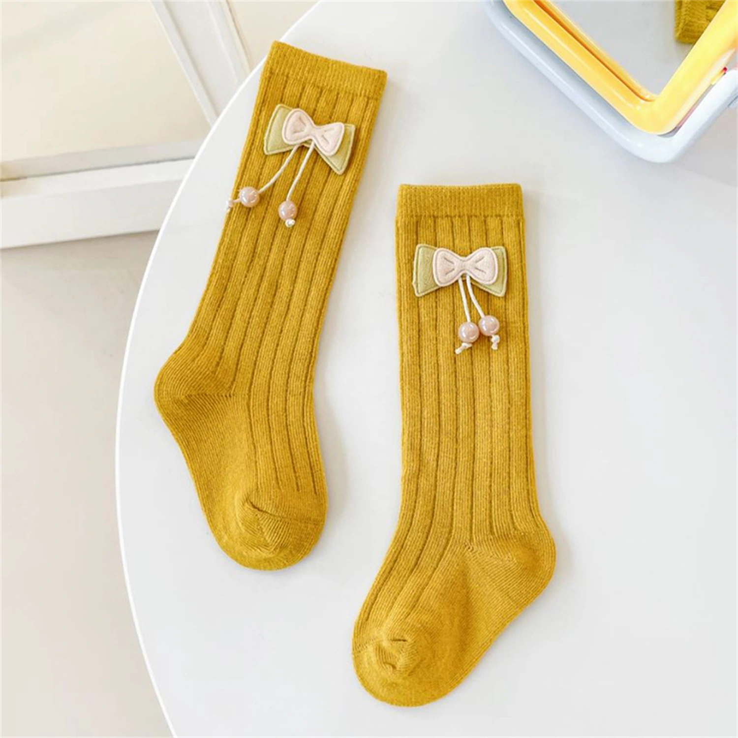 Baby Girls Bow Princess Socks Knee High Socks Breathable Tube Socks