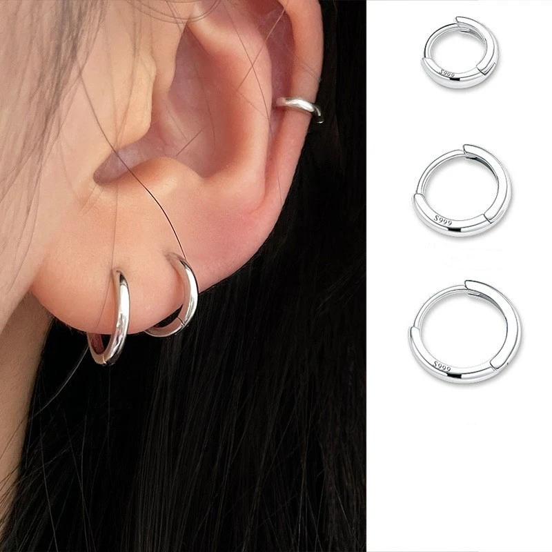 Silver Pin Earrings Bone Stud Simple Bracelet Ear Clip