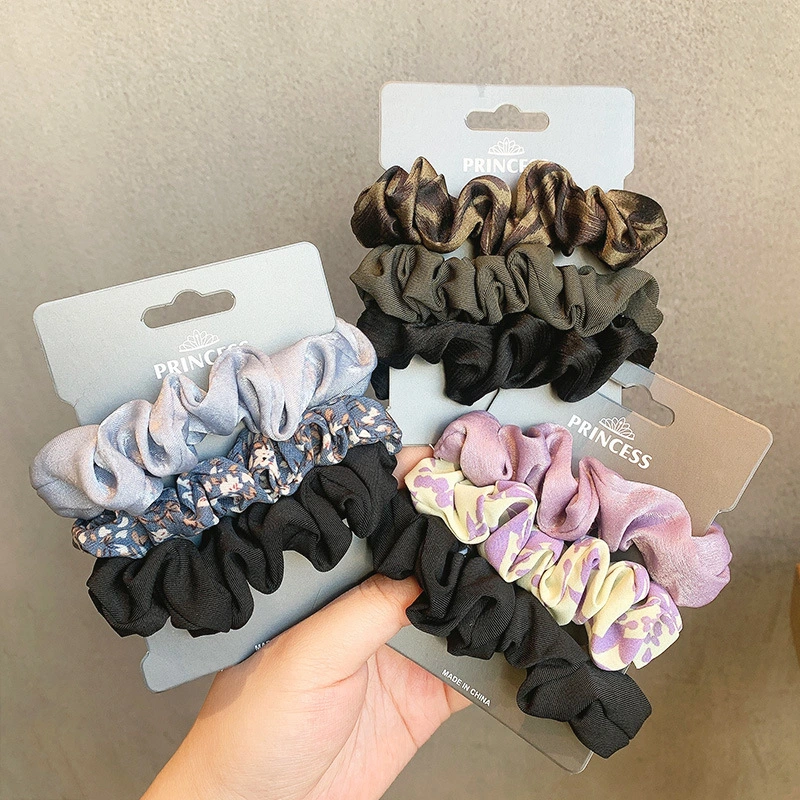 South Korea Dongdaemun French Ins Simple Elegant Silk Satin Large Intestine Ring Balls Hair Rope Hair Rope Headwear Hair Ring