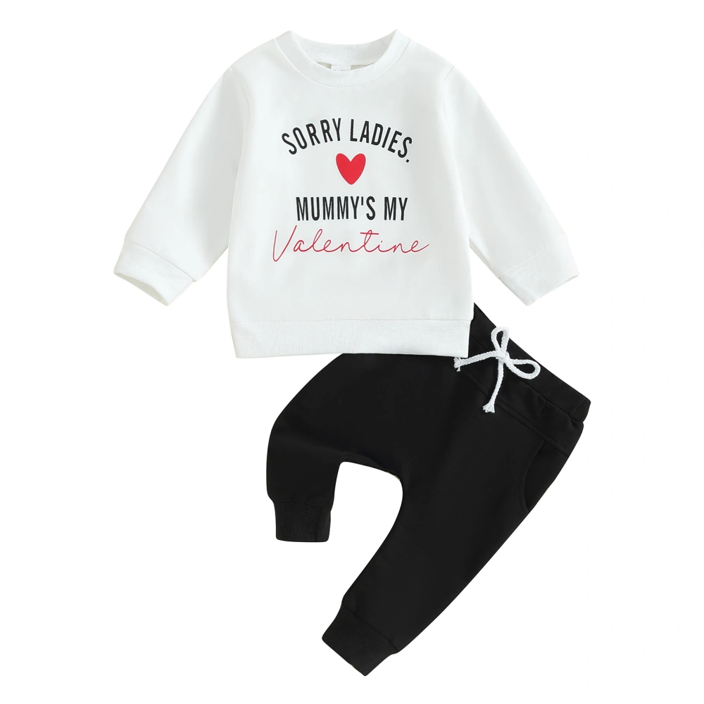 Baby Boy Valentine’s Day Outfits Sweatshirt + Solid Color Pants