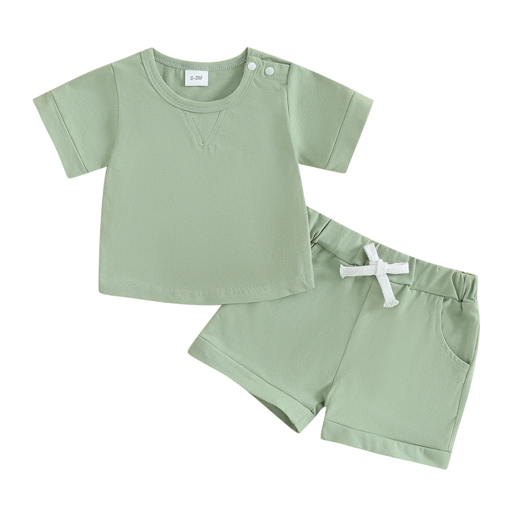 Baby Shorts Set, Summer Short Sleeve Crew Neck T-shirt with Shorts